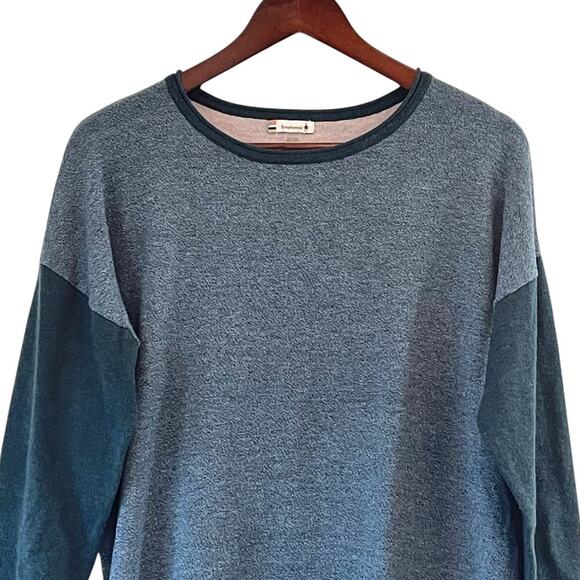 Smartwool Womens Shadow Pine Colorblock Sweater in Mist Blue/Twilight Marl Large - Picture 2 of 7